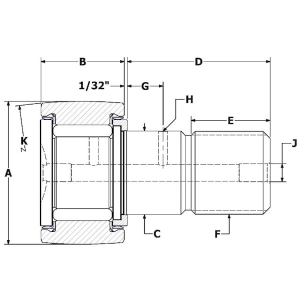 Carter Bearings 1.00", Needle Cam Follower, Crown, HD, Sealed CCNBH-32-S - main
